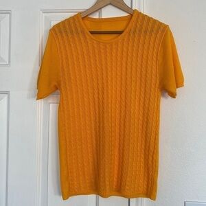 Vintage shirt sleeves marigold yellow crew neck sweater.